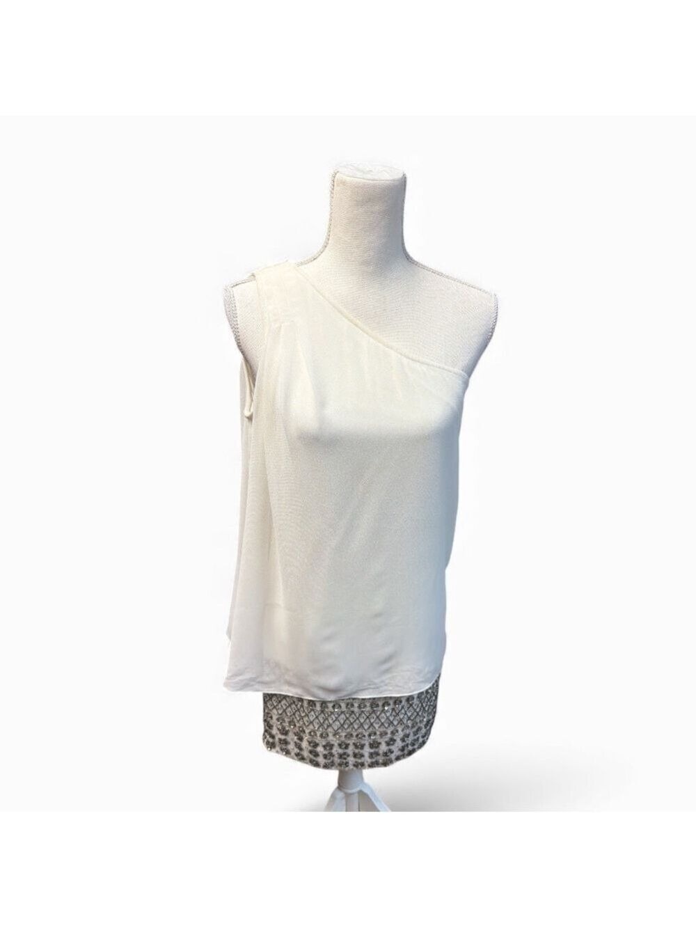 Aidan Mattox NWT Women's One Shoulder Beaded Ivory Party Dress Size 8